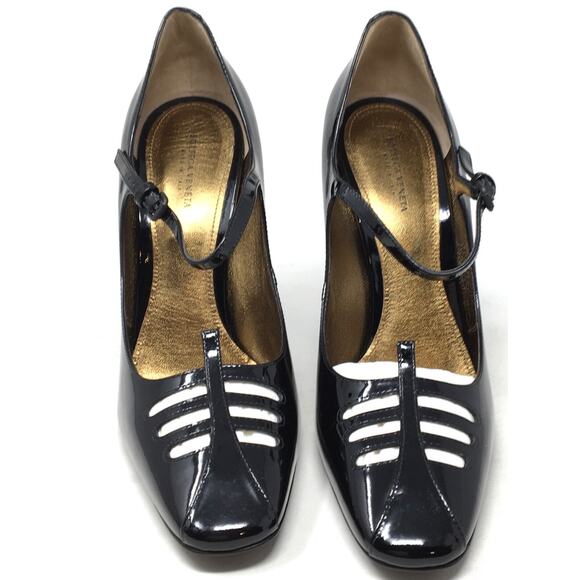 Bottega Veneta Women's Sz 39.5/9. 5 Black Patent Leather Cut Out Mary Jane Heels - Picture 4 of 8